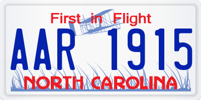 NC license plate AAR1915