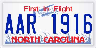 NC license plate AAR1916