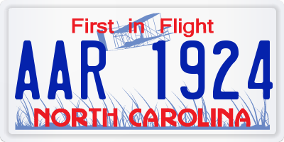 NC license plate AAR1924