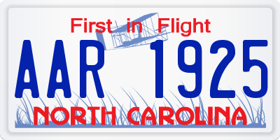 NC license plate AAR1925