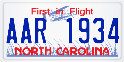 NC license plate AAR1934
