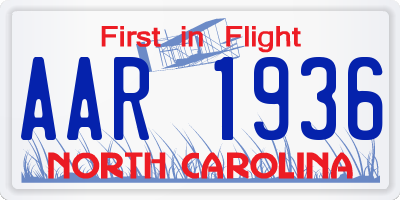 NC license plate AAR1936