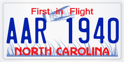 NC license plate AAR1940