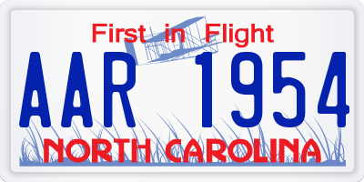 NC license plate AAR1954