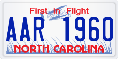 NC license plate AAR1960