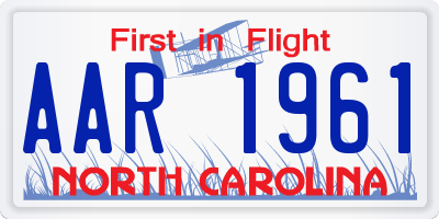NC license plate AAR1961