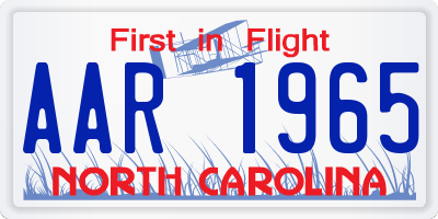 NC license plate AAR1965
