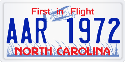 NC license plate AAR1972