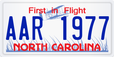 NC license plate AAR1977