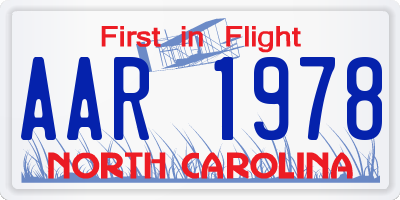 NC license plate AAR1978