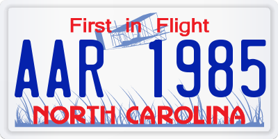 NC license plate AAR1985