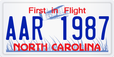 NC license plate AAR1987