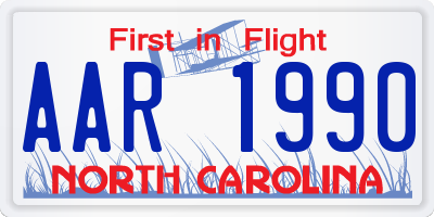 NC license plate AAR1990