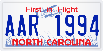 NC license plate AAR1994