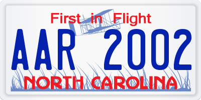NC license plate AAR2002