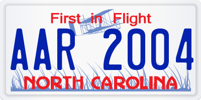 NC license plate AAR2004
