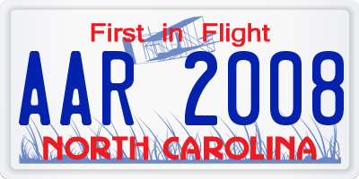 NC license plate AAR2008