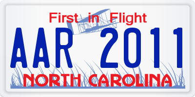 NC license plate AAR2011