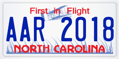 NC license plate AAR2018