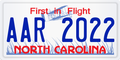 NC license plate AAR2022