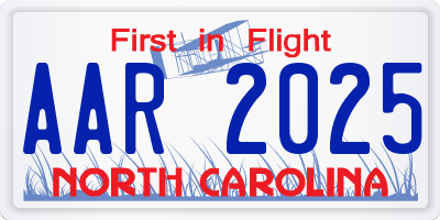 NC license plate AAR2025