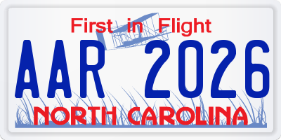 NC license plate AAR2026