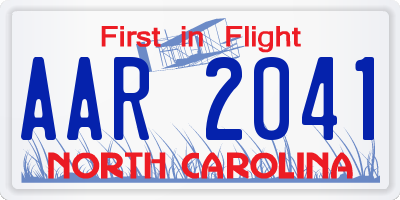 NC license plate AAR2041