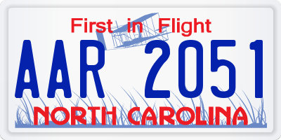 NC license plate AAR2051