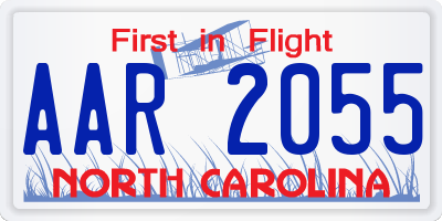 NC license plate AAR2055