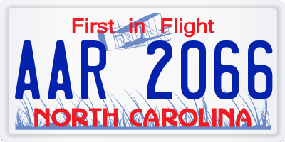 NC license plate AAR2066