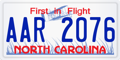 NC license plate AAR2076