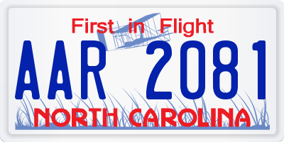 NC license plate AAR2081