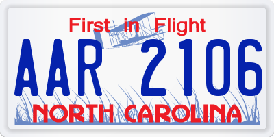 NC license plate AAR2106