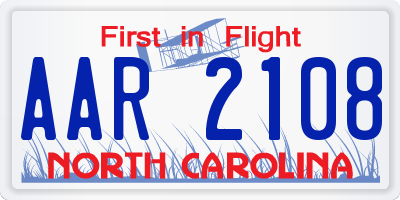 NC license plate AAR2108