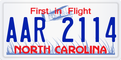 NC license plate AAR2114