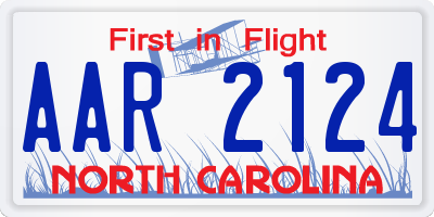 NC license plate AAR2124