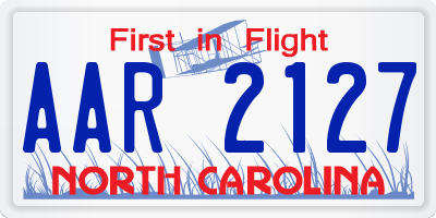 NC license plate AAR2127