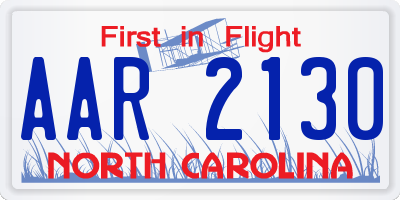 NC license plate AAR2130