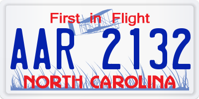 NC license plate AAR2132