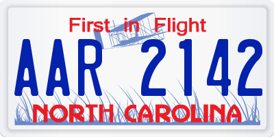 NC license plate AAR2142