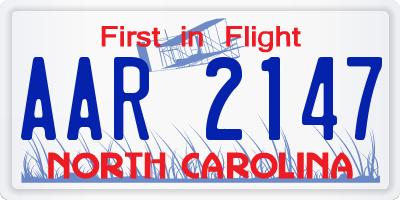 NC license plate AAR2147