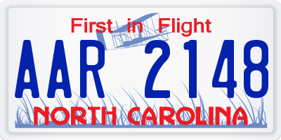 NC license plate AAR2148