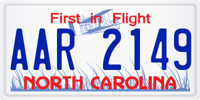 NC license plate AAR2149