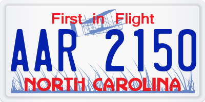 NC license plate AAR2150