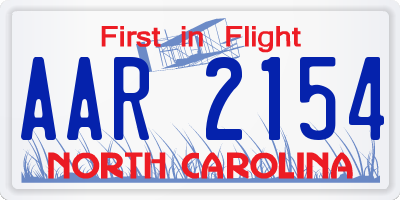 NC license plate AAR2154