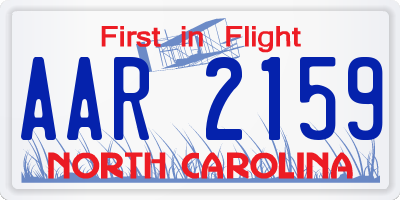 NC license plate AAR2159