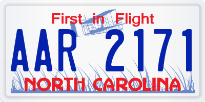 NC license plate AAR2171