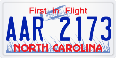 NC license plate AAR2173
