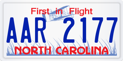 NC license plate AAR2177