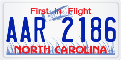 NC license plate AAR2186